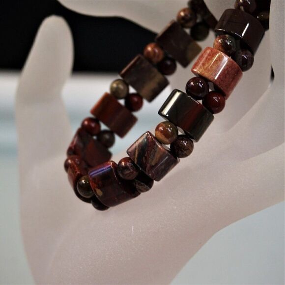 Stone Tiger Eye Stretch Bracelet Gemstone Beaded Jewelry - Picture 3 of 6
